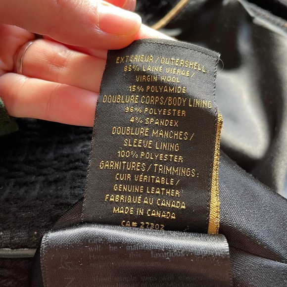 Mackage Black Wool Peacoat M Leather Pea Coat - Picture 8 of 9